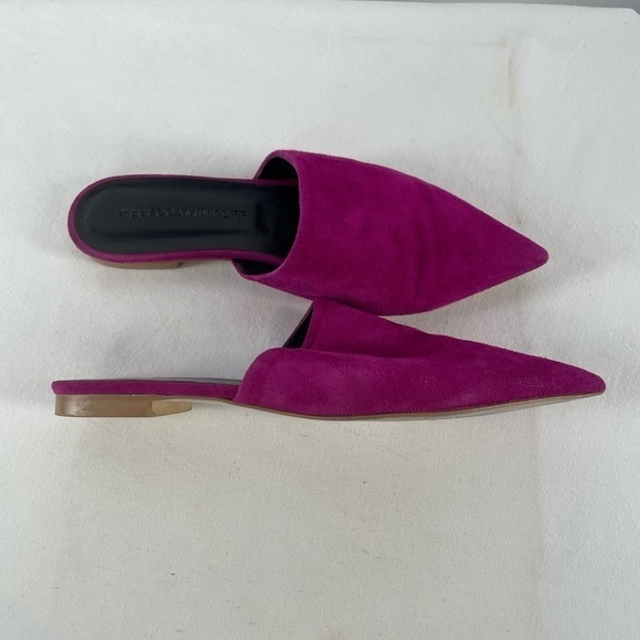 Rebecca Minkoff Sara Suede Pointed Toe Mules in Fuchsia Size 7 or 38 - Picture 3 of 9